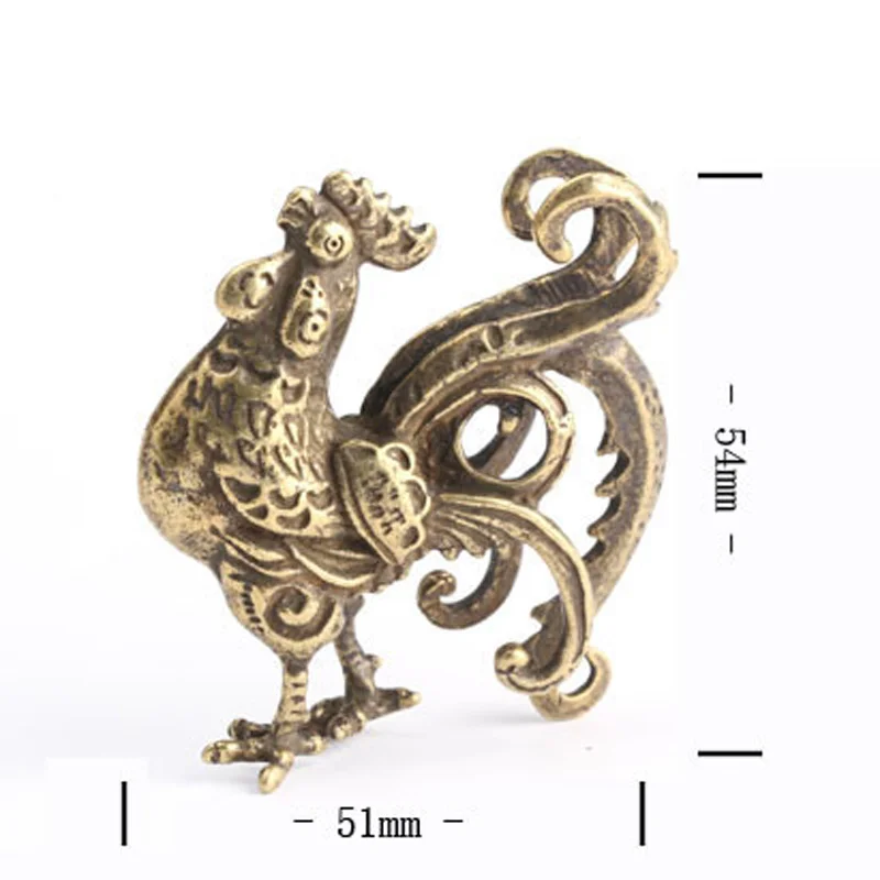 Convenient Useful Chicken Statue Decor Display Home Keychain Ornament Pendant Antique Brass Chinese style Convenient