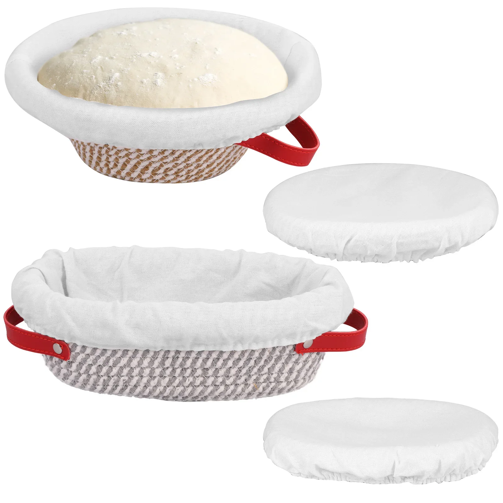 Cotton Rope Proofing Basket for Bread Baking Oval And Round Banneton Bread Basket with Liner And Cover for Homemade Sourdough