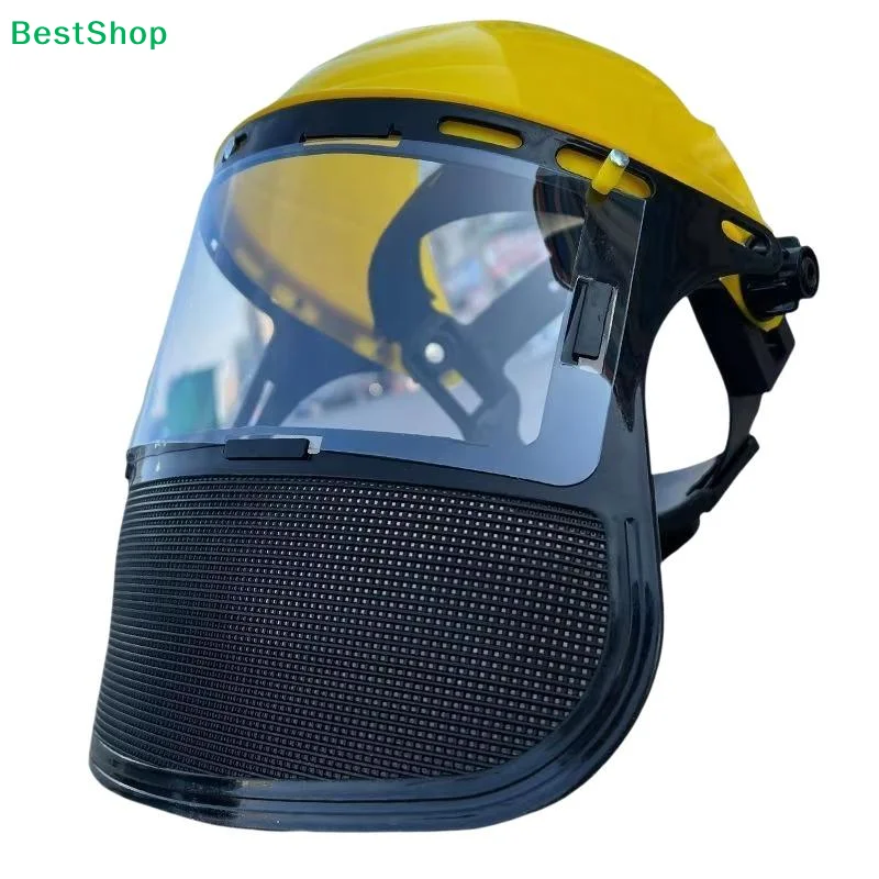 

♩Garden Grass Trimmer Weed Wacker Safety Helmet Hat With Full Face Mesh Mask For Logging Brush Cutter Forestry Protection