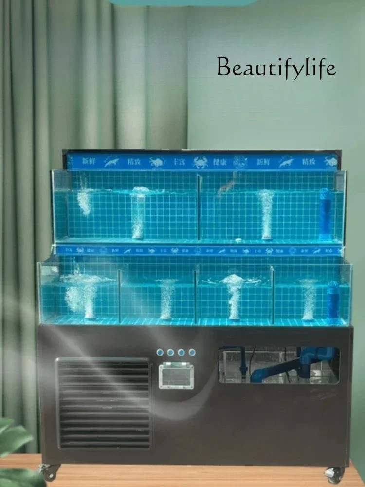 N45 Mobile double-layer fish tank Commercial seafood   Shellfish  Seafood pool Refrigerator Integrated hotel seafood tank