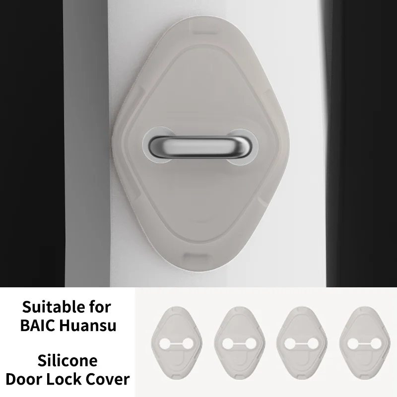 

4Pcs Silicone Door Lock Cover For BAIC Huansu H2 H3 S2 S3 S5 S6 Shock Absorber Anti-Rust Protective Accessories Black