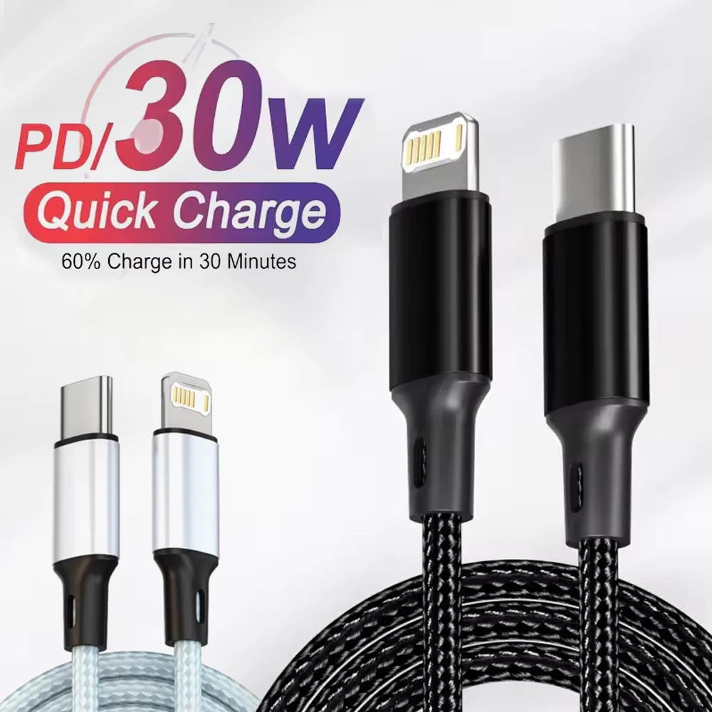 USB C Cable Charger Date Wire Accessories PD 30W USB Cable for Apple IPhone 14 13 12 11 Pro Max 7 8 14 Plus XS XR Fast Charging