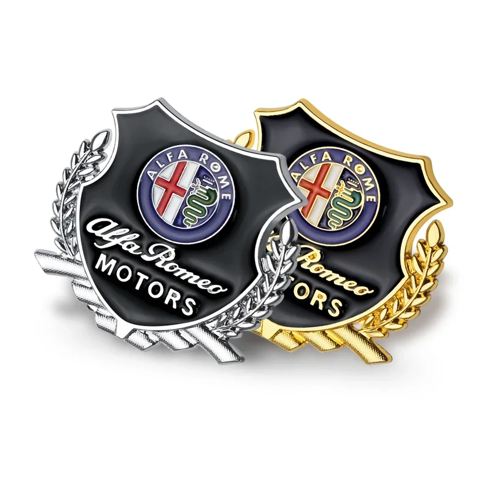 2pcs 3D Metal Car Emblem Design Body Window Decor Sticker for Alfa Romeo 156 159 8C 166 Giulia Giulietta Mito Stelvio Spider GT