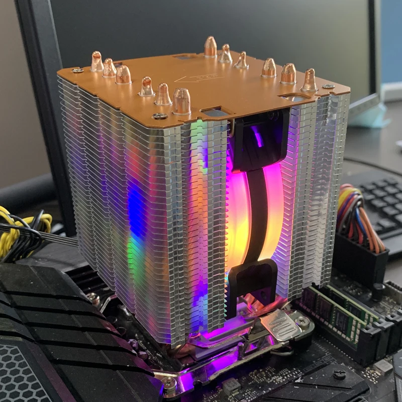 

AM4 Processor Air Cooler CPU Cooling Fan RGB 4PIN PWM 6 Heat Pipes for Intel LGA 1700 1200 1150 1151 1155 2011 X79 X99 AM3 AM5