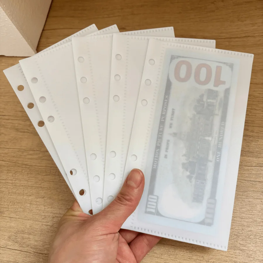A6 Transparent White Binder Pockets Binder Folders for Notebook Divider Page Waterproof PVC Leaf Document Filing Bag