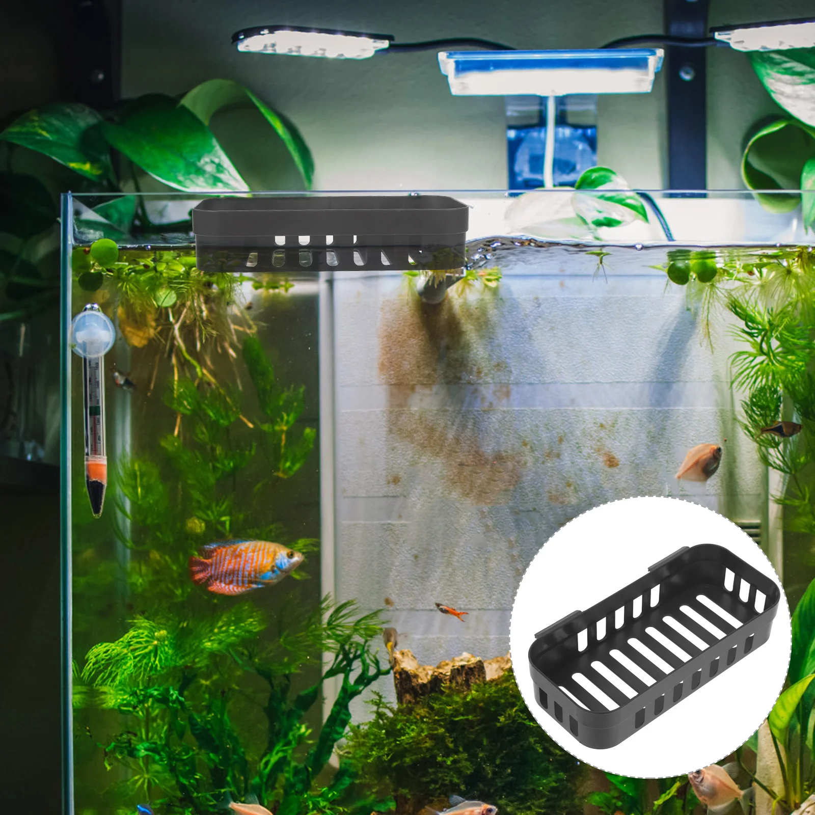 

2Pcs Hanging Aquatic Plant Baskets for Aquarium Suction Cup Planter with Hole Design for Plant Growth and Tank Organization