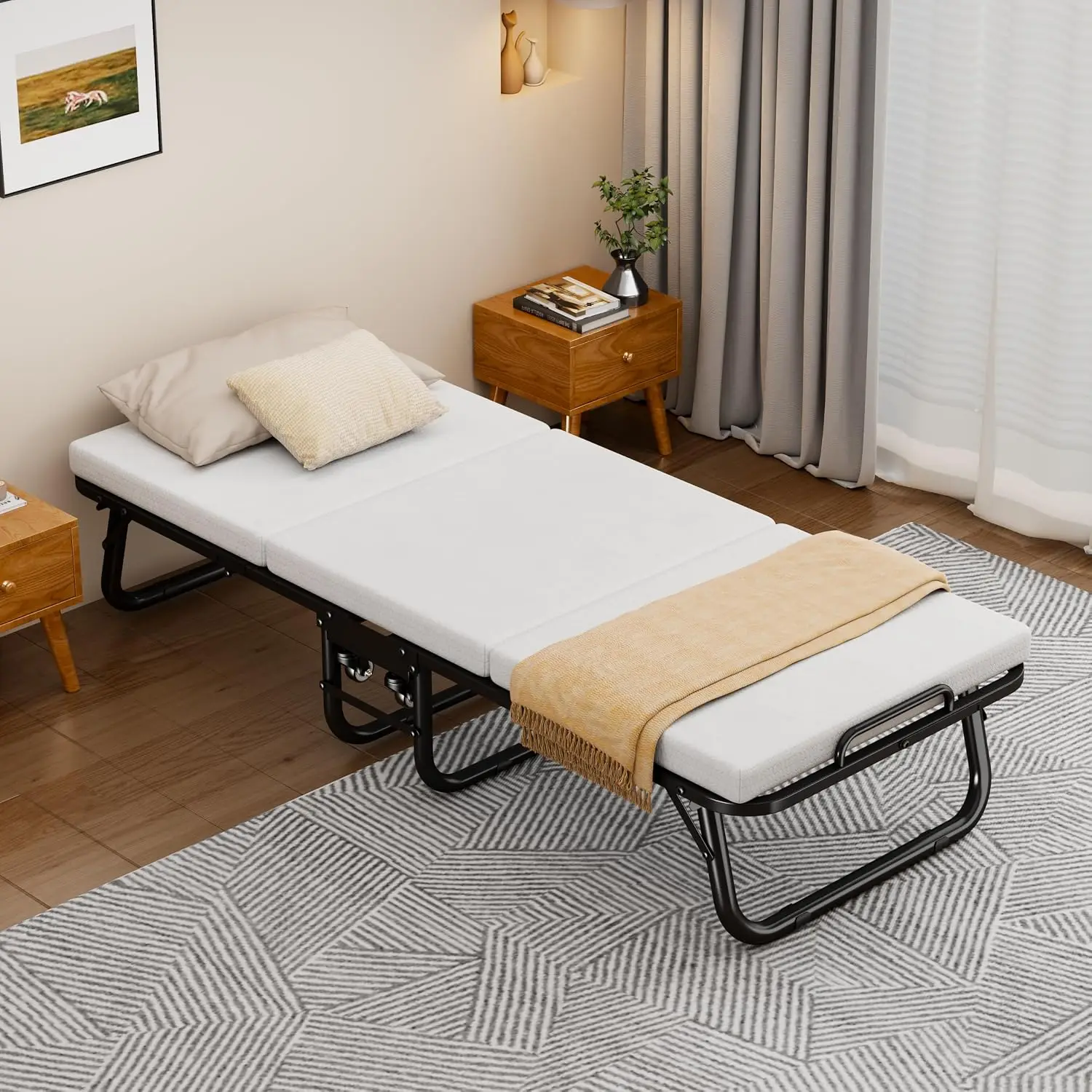 Folding Bed with Mattress, 74.8