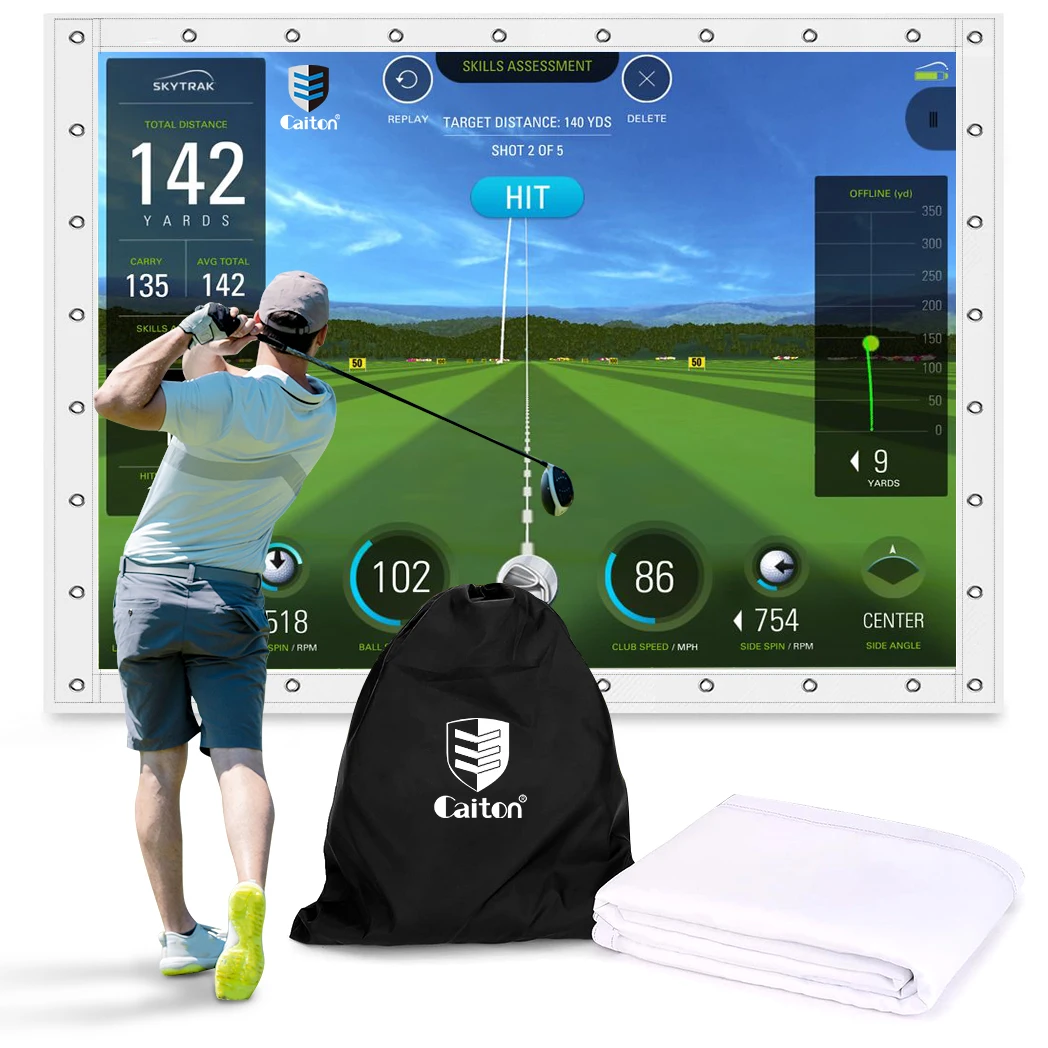 Caiton HD Golf Simulator Impact Screen – Double-Layer, Silent, Durable, 4 Sizes, Indoor & Outdoor, Training Projection Screen