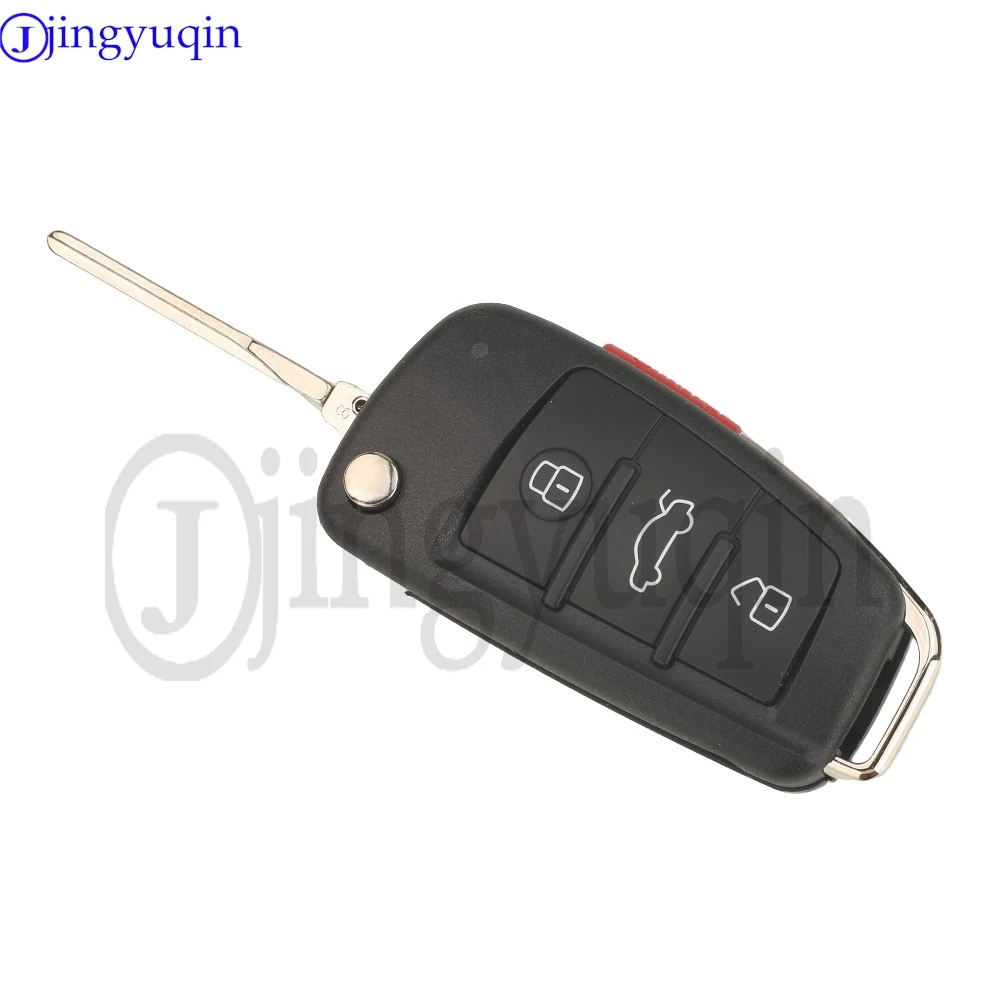 กุญแจรีโมทรถยนต์แบบพับได้ Jingyuqin 8V0837220E Keyless Go 315MHz MQB48 Megamos AES Chip 3/4 ปุ่ม สำหรับ Audi A3 S3 Q3 2015+