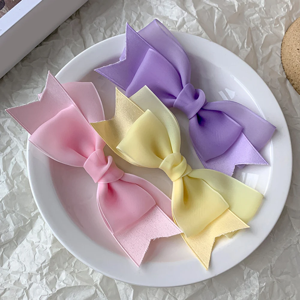 

Elegant Bow Ribbon Hair Clips Women Solid Color Retro Satin Bowknot Clips Girls Korean Hairpins Party Headdress Hair Accessories