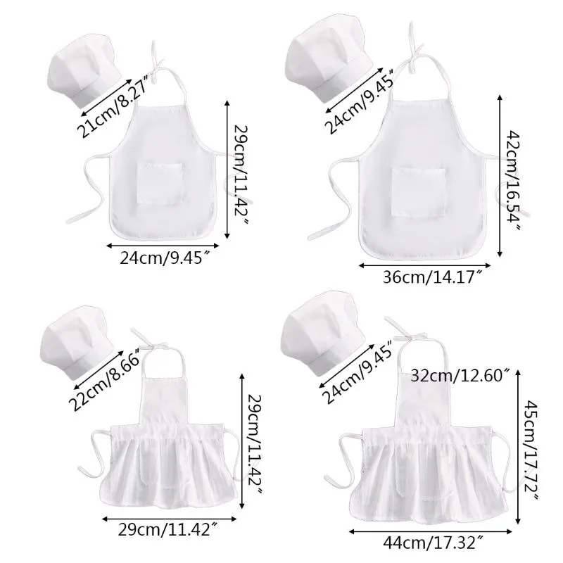 2 Pcs Cute Baby Chef Apron and Hat Infant Kids White Cook Photos Costume Photography Prop Newborn Hat Apron