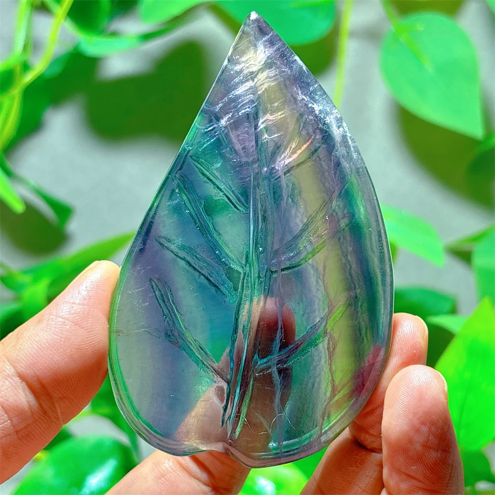 Rainbow Fluorite Leaf Crystal Natural Stone Quartz Stone Minerals Home Decoration Reiki Noble Craft Gifts EnergyHealing Love