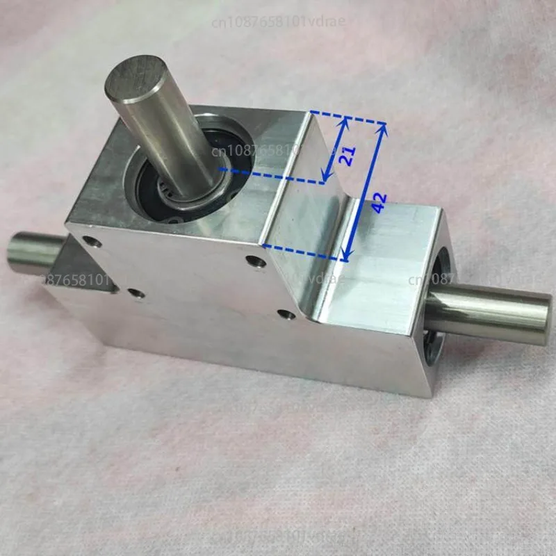 90 Degree Spiral Bevel Gear Box Aluminum Shell Shaft Diameter 15MM Reverse Double Output Cross Drive Micro Machining