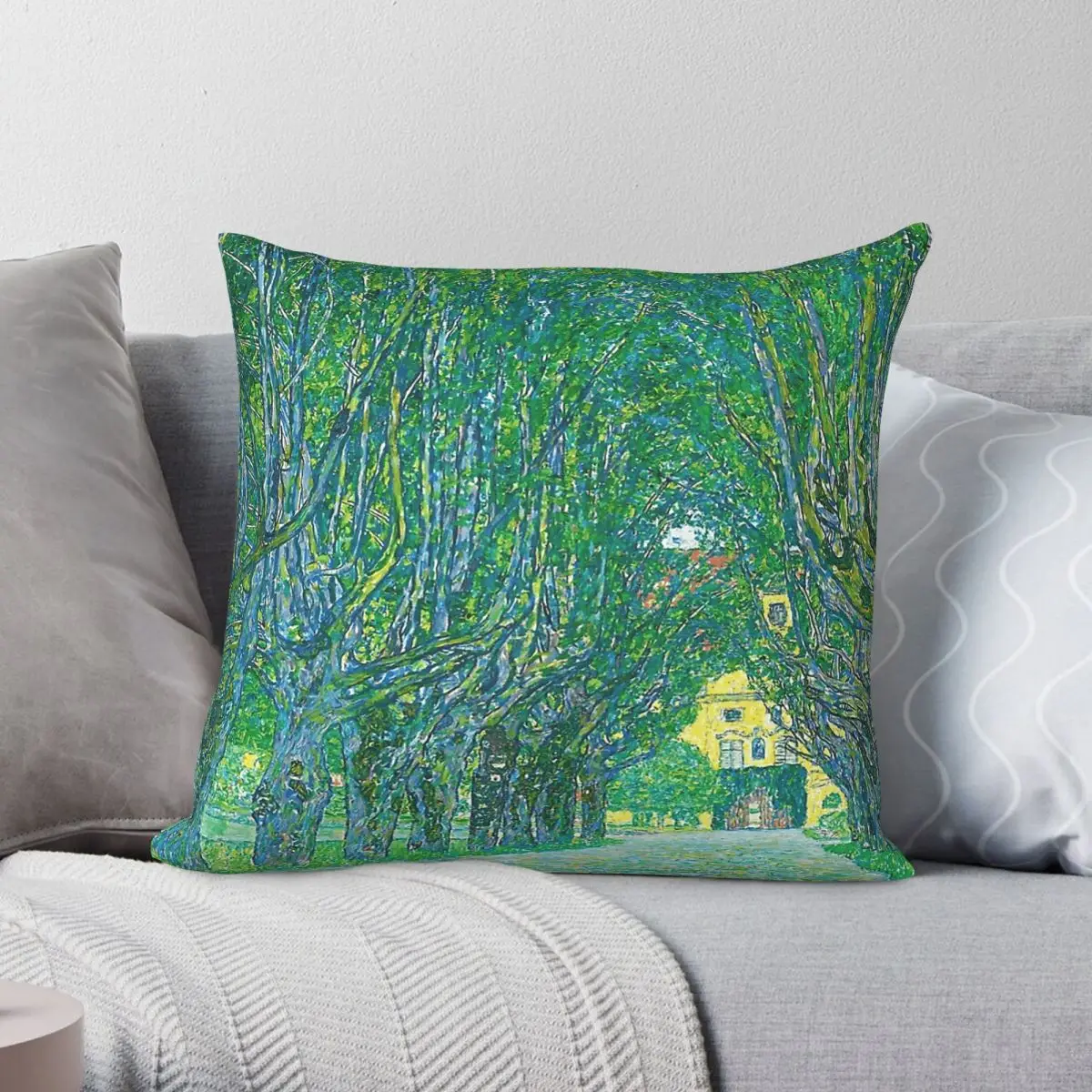 Gustav Klimt Avenue Of Schloss Kammer Park Square Pillowcase Polyester Linen Velvet Pattern Zip Decorative Car Cushion 45x45