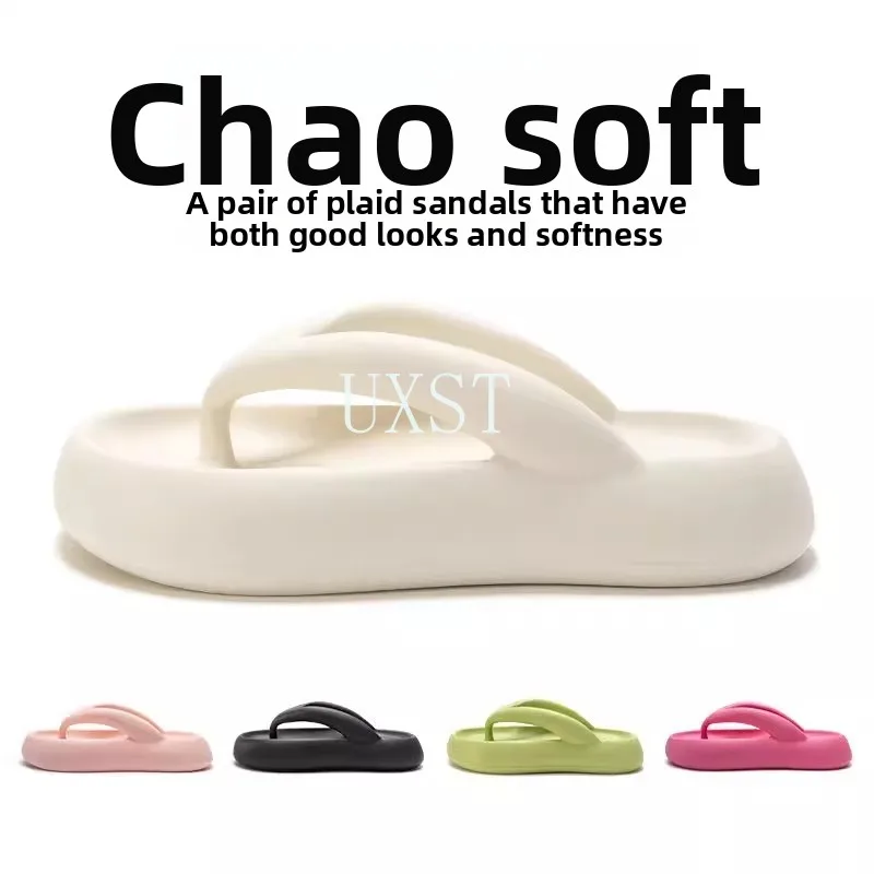 Tongs japonaises à semelles épaisses pour femmes, vêtements d'extérieur d'été EVA antidérapantes, Anti-odeur, chaussures de plage augmentant la hauteur