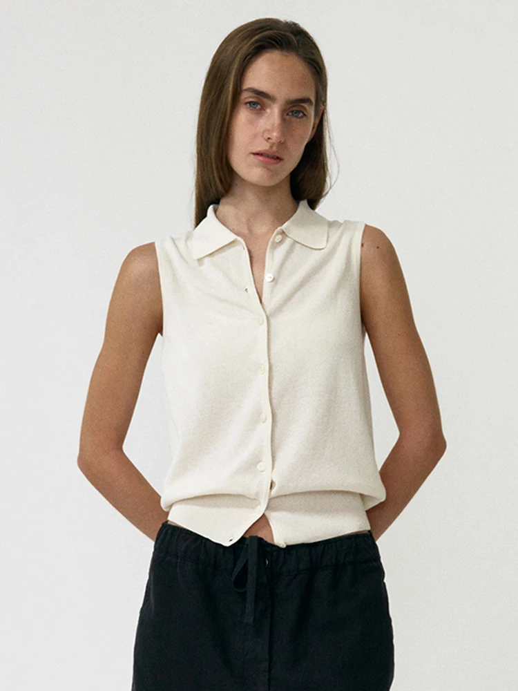 

Женский вязаный жилет Svel, открытый кардиган, новинка лета, простой отложной воротник, тонкий дышащий повседневный топ из смеси хлопка