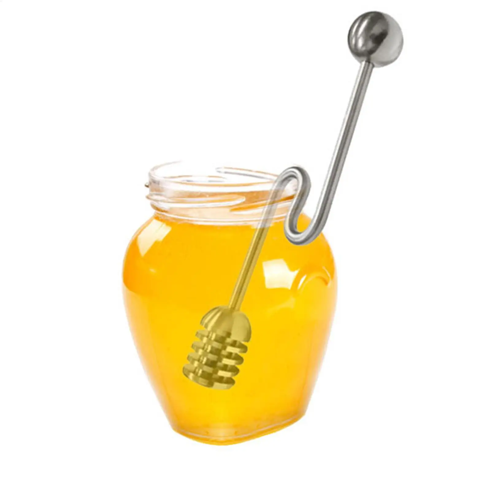 Honey Dipper Curved Handle Stainless Steel Spiral Syrup Server Honey Dripper Stirrers for Kitchen Cafe Bar Bakers Tea Yogurt
