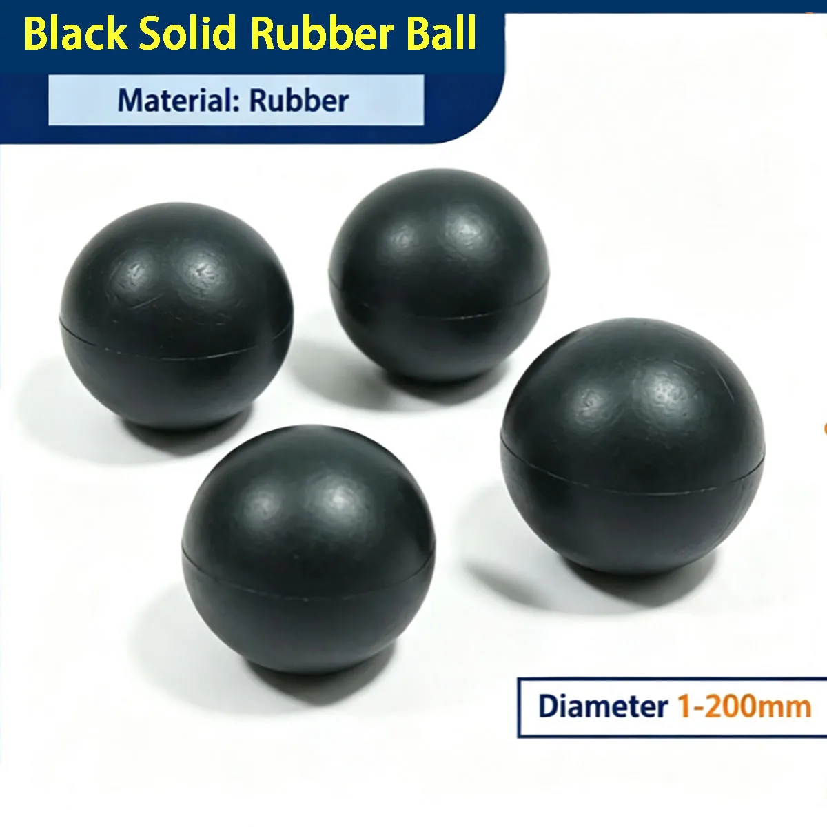 Black Solid Rubber Ball 1‑200mm Diameter Elastic Sphere for Shock Absorption Buffering Elasticity Testing Industrial Equipment