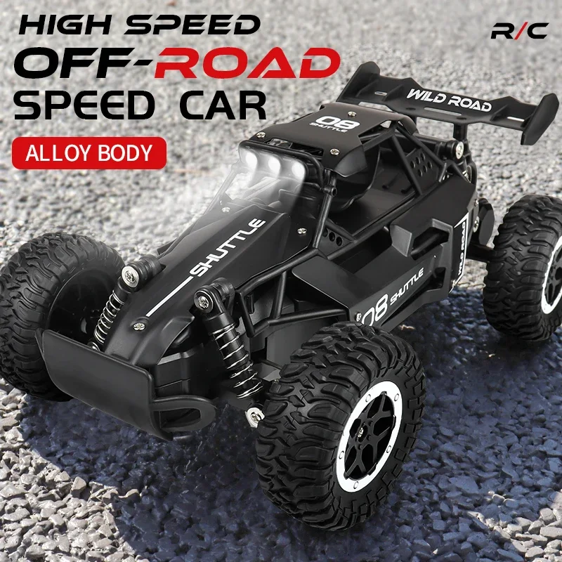 1:16 Alloy RC Car 20KM/H, 2WD 2.4G Remote Control Off-Road Truck, Shock Absorbers & LED Lights, Drift Racing Toy Gift for Boys
