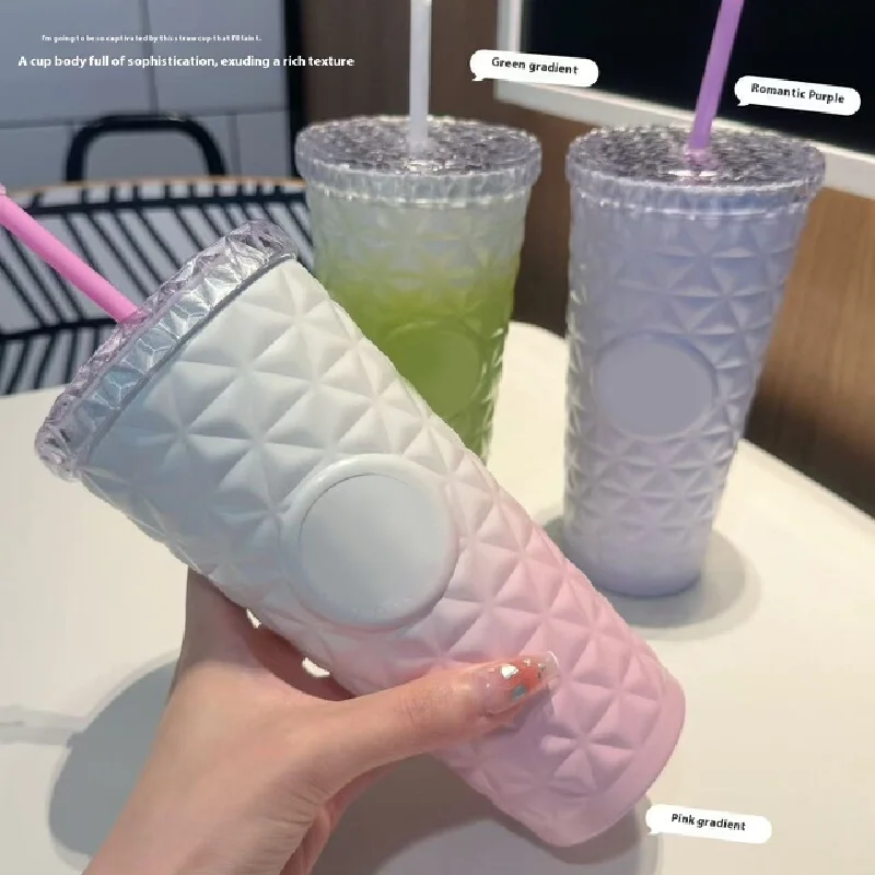 

Star Coffee Cup Diamond Patterned 304 Stainless Steel Straw Frappuccino Cup Black And White Moonlight Gift Girlfriend Gift