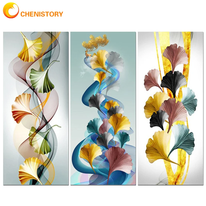 

CHENISTORY 60x120cm DIY Painting By Numbers Kits Leaves Oil Picture On Canvas Coloring By Number Modern Home Decor Wall Art Craf