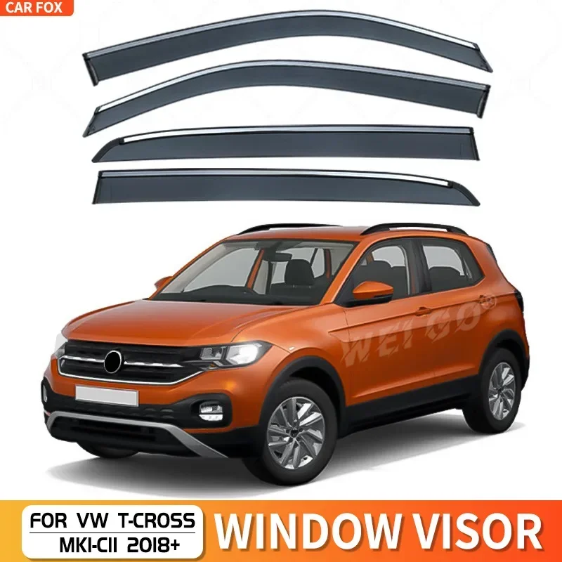 Fit For VW T-CROSS Window visor Car Sun Rain Guard Vent Shade Deflector Wind Weathershield Moulding Trim Tuning Accessories