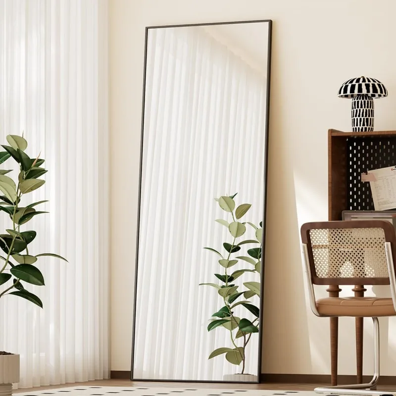 

Full Length Mirror with Stand, 56"x21" Floor Mirror with Aluminum Alloy Thin Frame, ShatterVue Tempered Full Body Mirrors