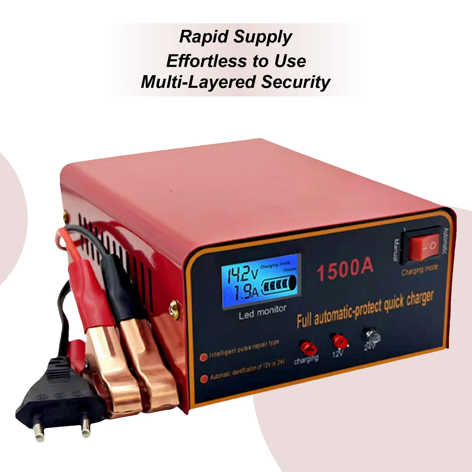 

Auto Battery Charger Trickle Charger For Motorcycle Battery Maintainer Fast Charging Safety Protection Compressor Portable For