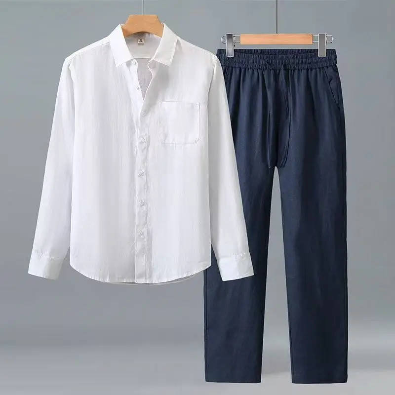 (Shirt + trousers) 2026 summer men fashion classic shirt men's business casual fashion shirts men A set of clothes size M-4XL view 3