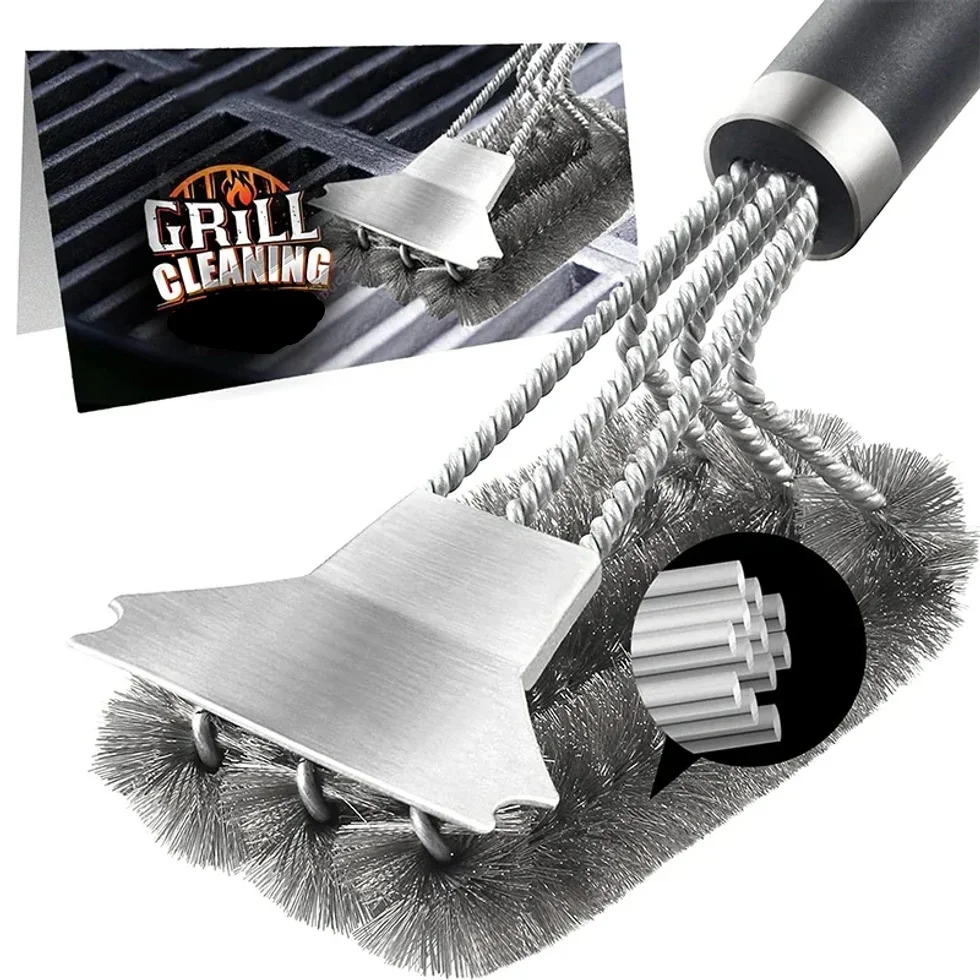 

Safe Grill Brush and Scraper with Deluxe Handle 18 inch Grill Cleaner Brush Stainless Steel Bristle Grill Brush JT61