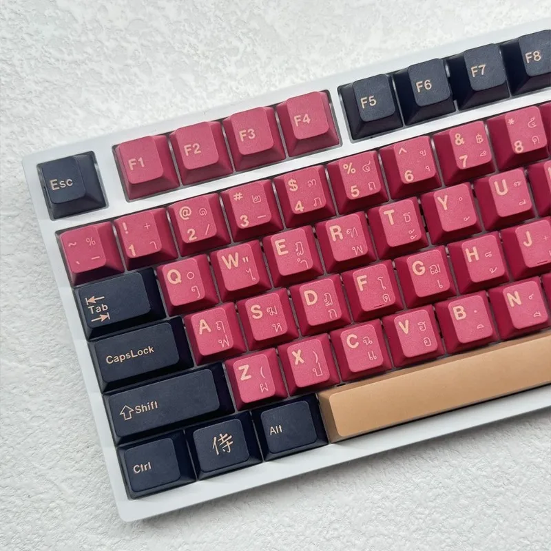 

GMK Keycaps Korean Spanish Pbt Cherry Profile Red Samurai Big Set Key Caps French German Arabic Russian Japanese Key Caps