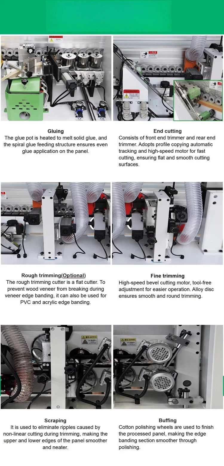 Fully Automatic Edge Banding Machine Rough Fine Trimming Pump Motor Core Components EVA Glue for MDF/Plywood Panel Furniture 3