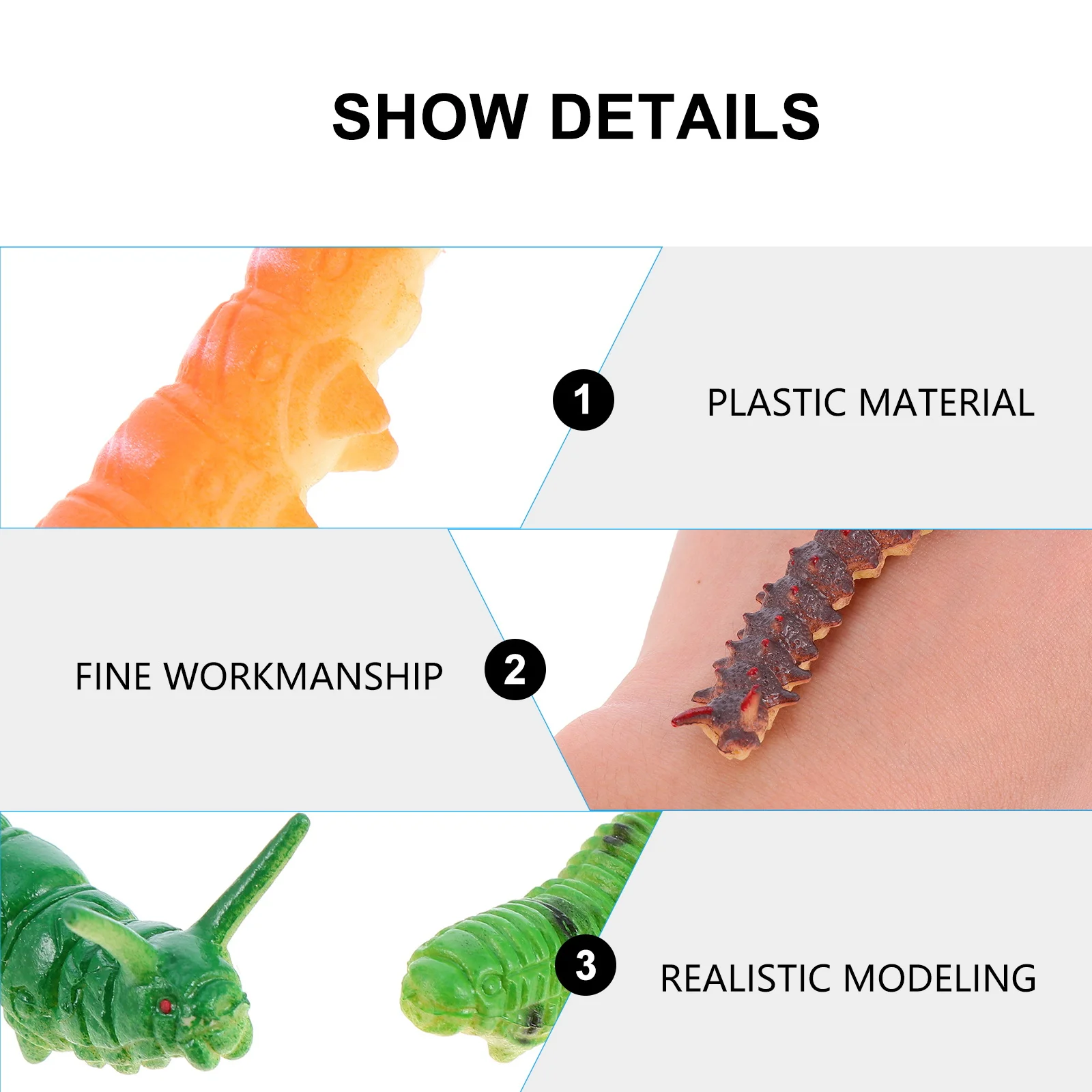 12 pcs Simulation Caterpillar Fake Crawling Insects Funny Prank For Halloween Party Gag Gift Trick Joke Scare Realistic