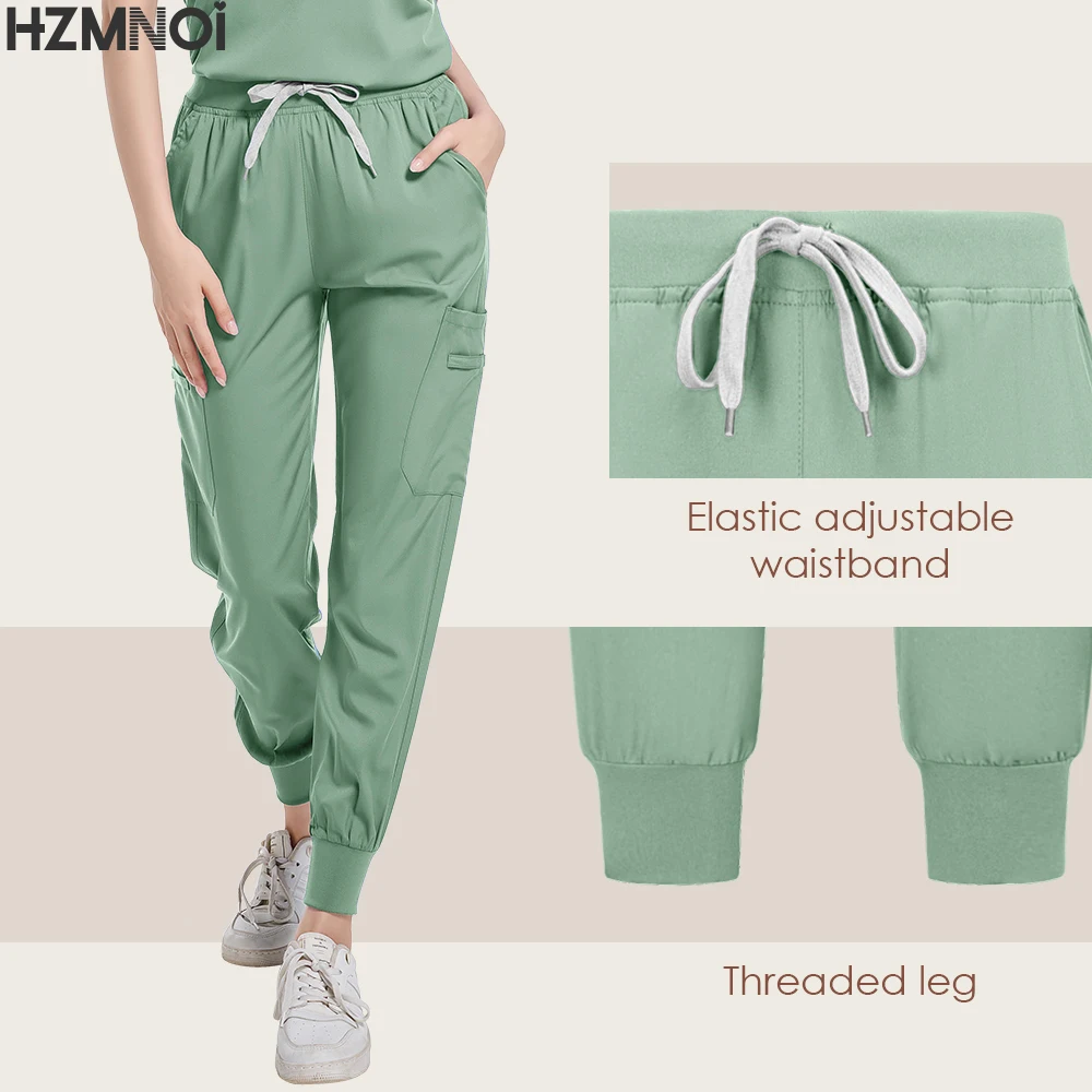 Scrubs Uniform Suit Short Sleeve V-neck Tops+jogger Pants Set Nursing Uniform Women Multicolor Pet Doctor Scrub Medical Workwear