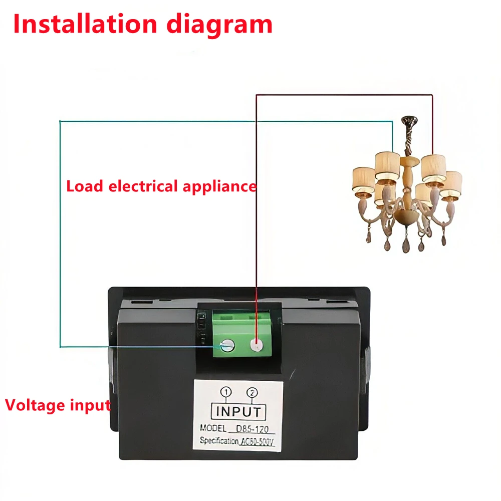 LCD Digital Display AC Power Voltmeter D85-120 Color Screen Voltage Measurement AC80-500v Digital Voltage Meter