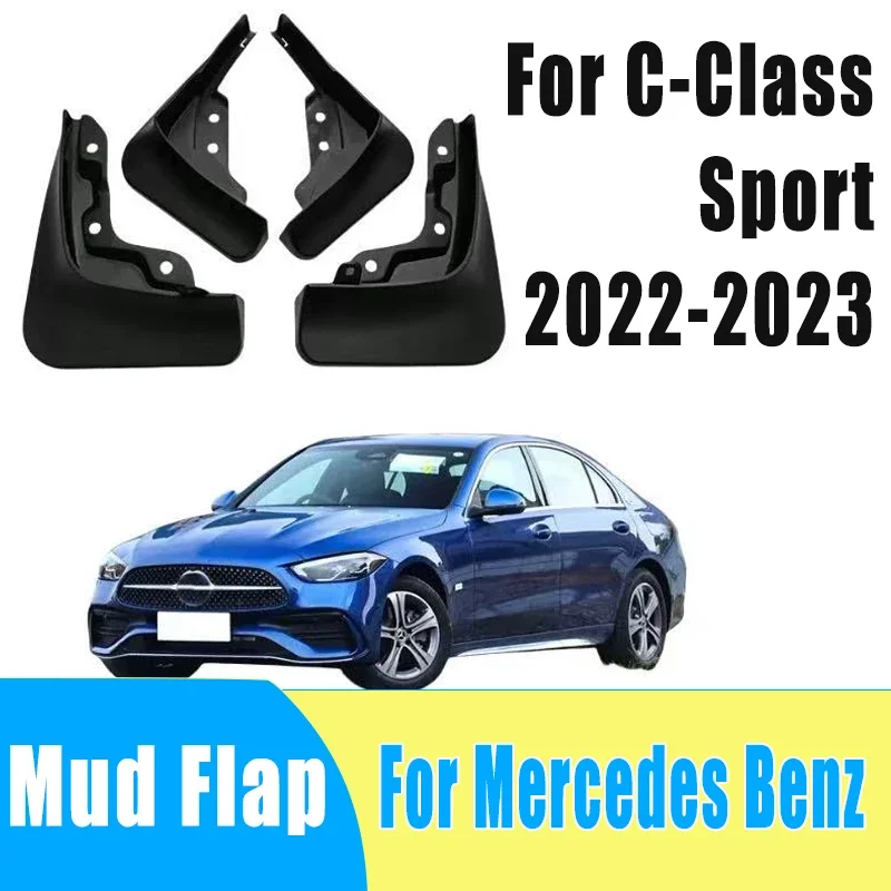

4pcs Auto Mudguard Waterproof Prevent Mud Splashing Car Mud Flap Fender Trim Accessory For Mercedes-Benz C-Class Sport 2022-2023