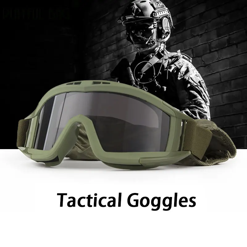 Tactical Goggles Eye-protect Wargame Motorcycle Outdoor Airsoft Paintball Protection Riding Sports Glasses Windproof QG252S