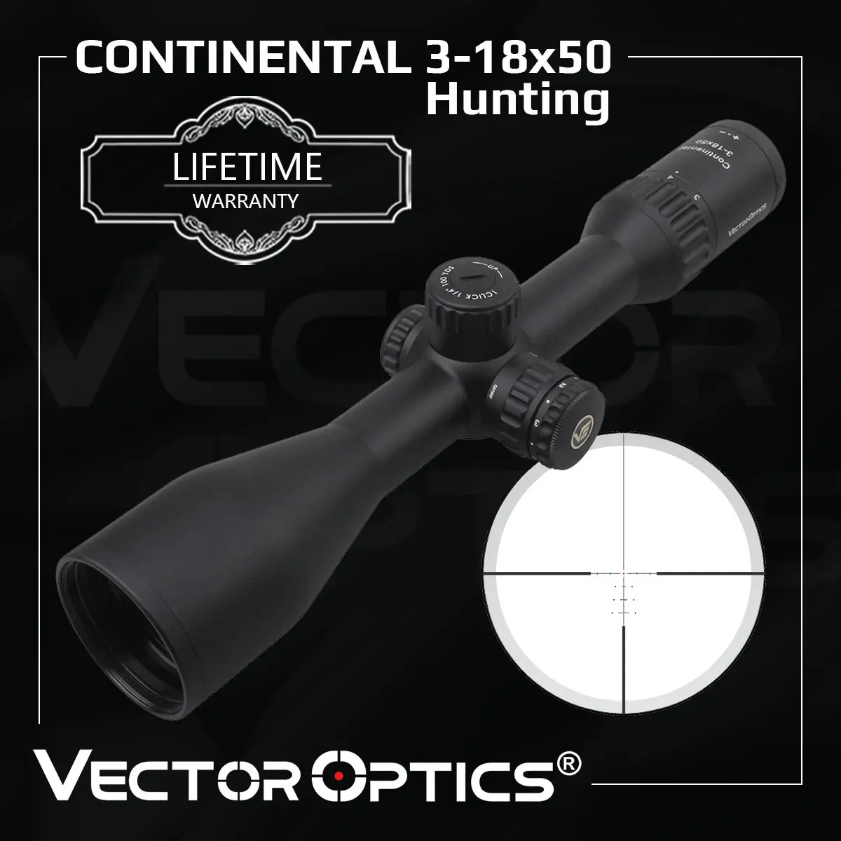 Vector Optics Continental 3-18x50 SFP Hunting Riflescope German Optical System 90% Light Transmission With Illumination Fit .338