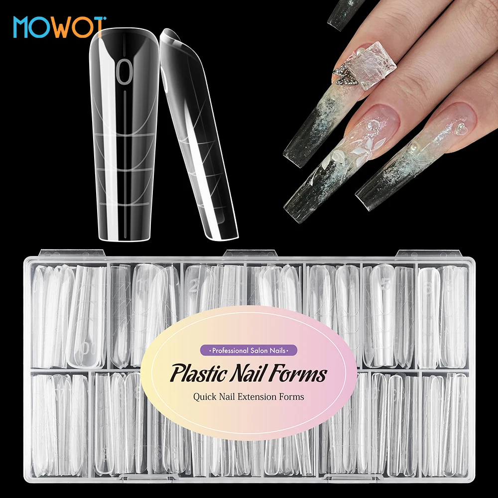 MOWOT 150 قطعة/صندوق مسمار أشكال مزدوجة 15 أحجام بناء سريع UV جل أظافر أكريليك قوالب غطاء كامل قابلة لإعادة الاستخدام تمديد مسمار أشكال علوية #1