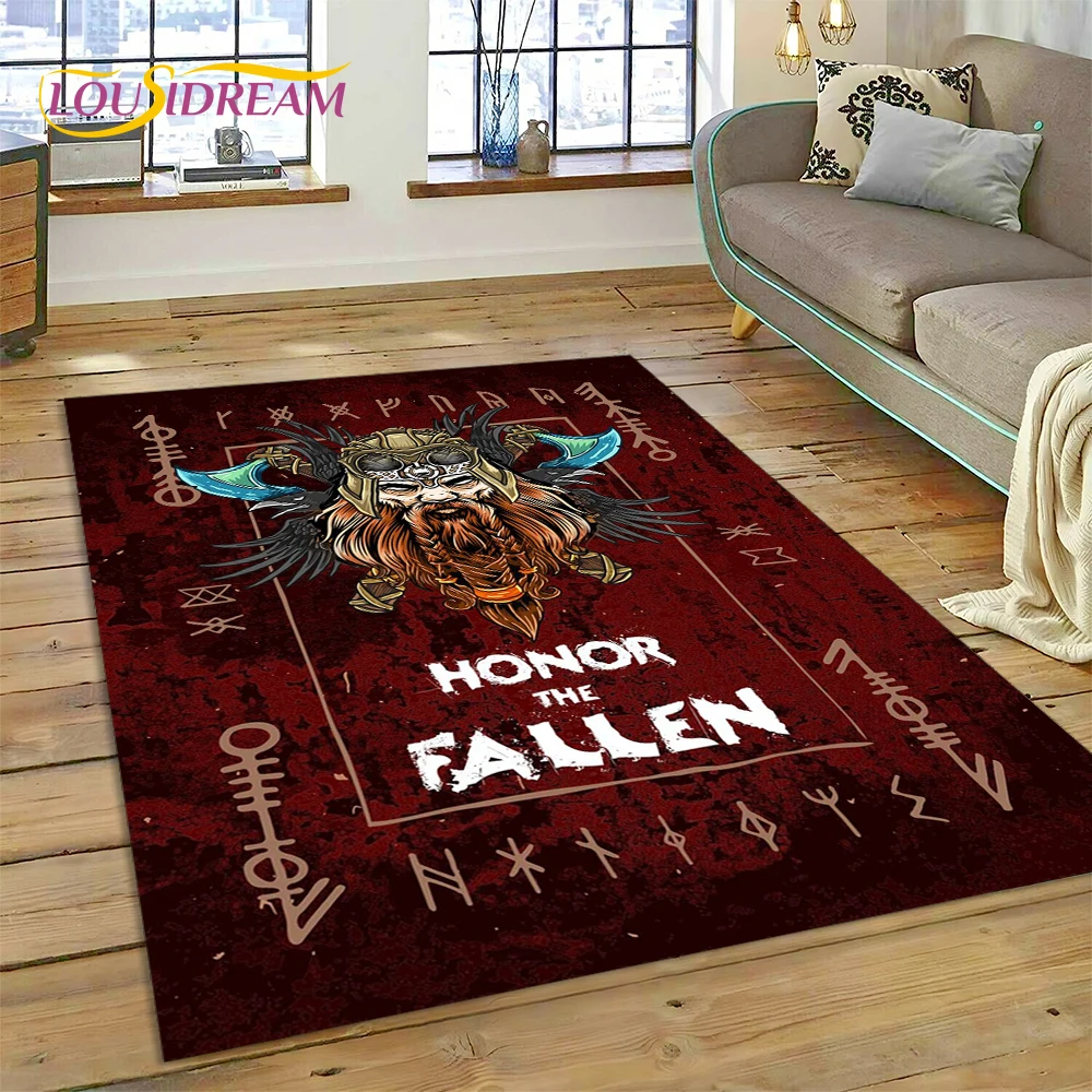 Viking Odin Valhalla Nordic Cartoon Carpet Rug for Home Living Room Bedroom Sofa Doormat Decor,kids Area Rug Non-slip Floor Mat