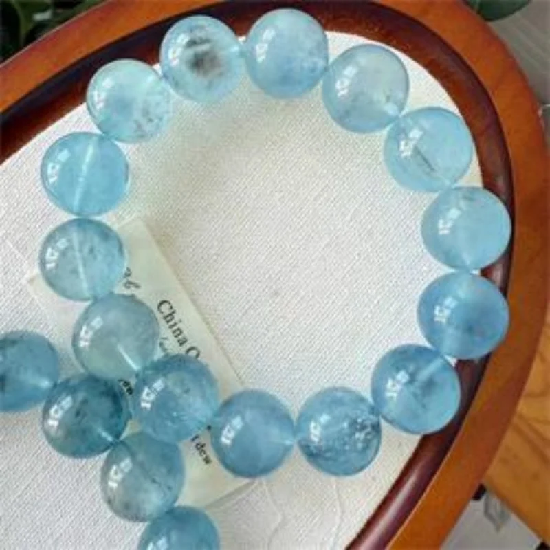 

Натуральный дьявол, аквамарин, браслет из бисера, ювелирные изделия для женщин и мужчин, исцеляющий унисекс, стрейч, праздничный подарок, 1 шт., 15/16 мм