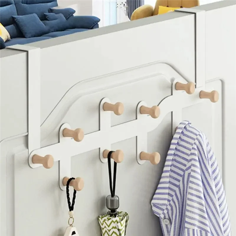 

10X Hook Wood Hooks Over The Door Home Bathroom Organizer Rack Clothes Coat Hat Hanger Holder Door Hang Easy To Use ,Black