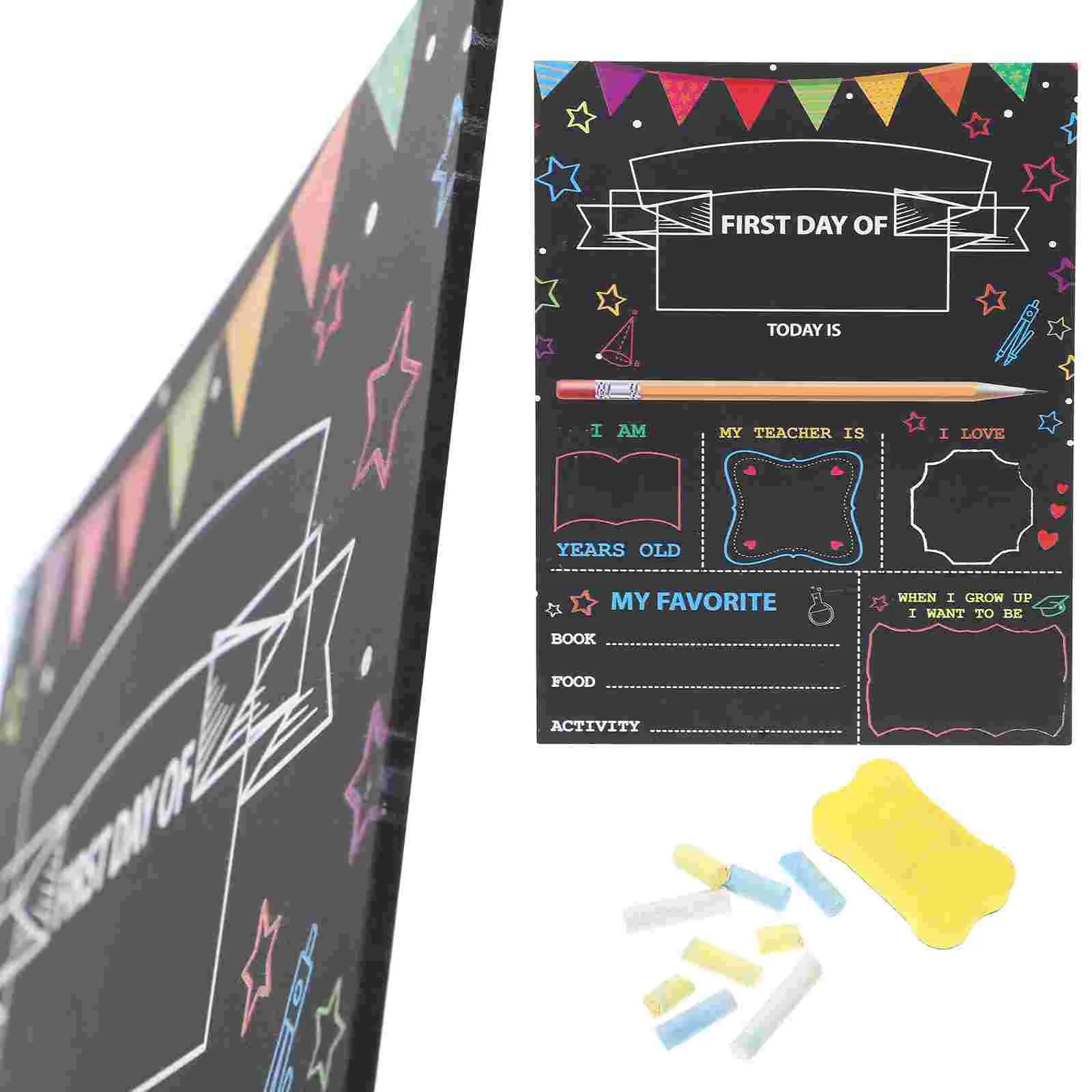 Double Sided Blackboard School Sign Decor Decorate Erasable Kids Supply Plastic Wooden Interesting Chalk Boards Child