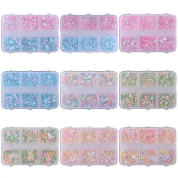1盒蝴蝶心形星星各種形狀美甲亮片指甲閃粉DIY美甲裝飾 10 最佳銷售 心型閃光 - №4