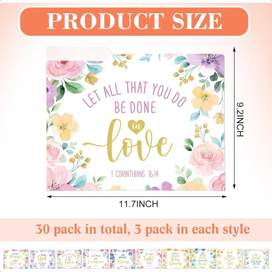 30 قطعة من مجلدات الملفات المزخرفة بحجم الرسالة مجلدات ملفات مانيلا ملونة مع 1 3 علامات تبويب مقاس 11.69 × 9.25 بوصة جرافيك لوريل ليا