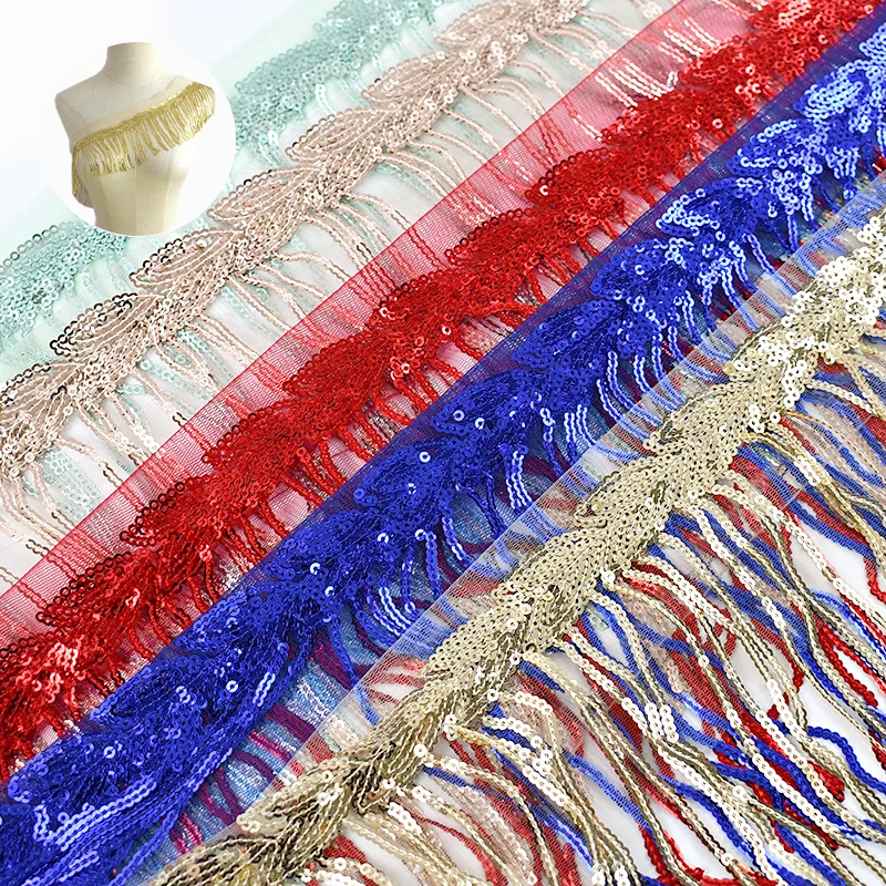 

2/5Yards 18cm Sequin Fringes for Curtains Dress Sewing Fringe Tassel Lace Trim Clothes Decorative Trimmings Ribbon Accessories
