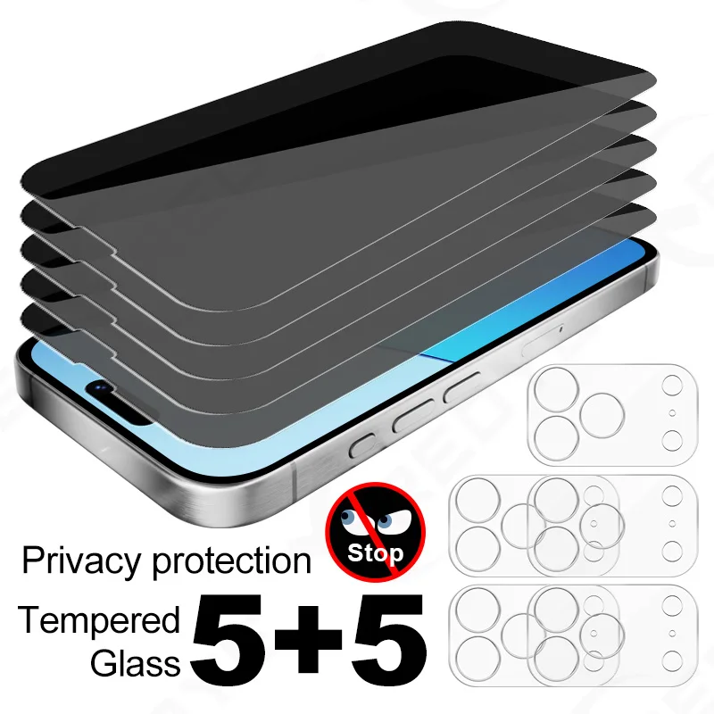 

10in 1 Screen Protector Protective Film for iPhone 17 Pro Privacy Glass smartphone 16 15 Tempered Glass Camera Lens 14 13 12 11