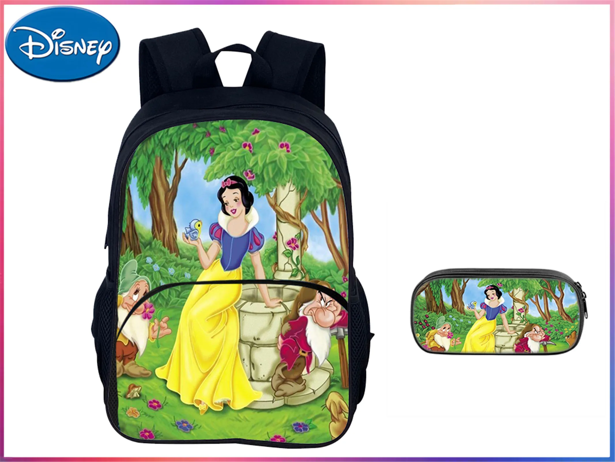 

Snow White Novelty Boys Girls Backpack 2 in 1 Set-Back to School Book Bag and Pencil Case for Elementary Kid