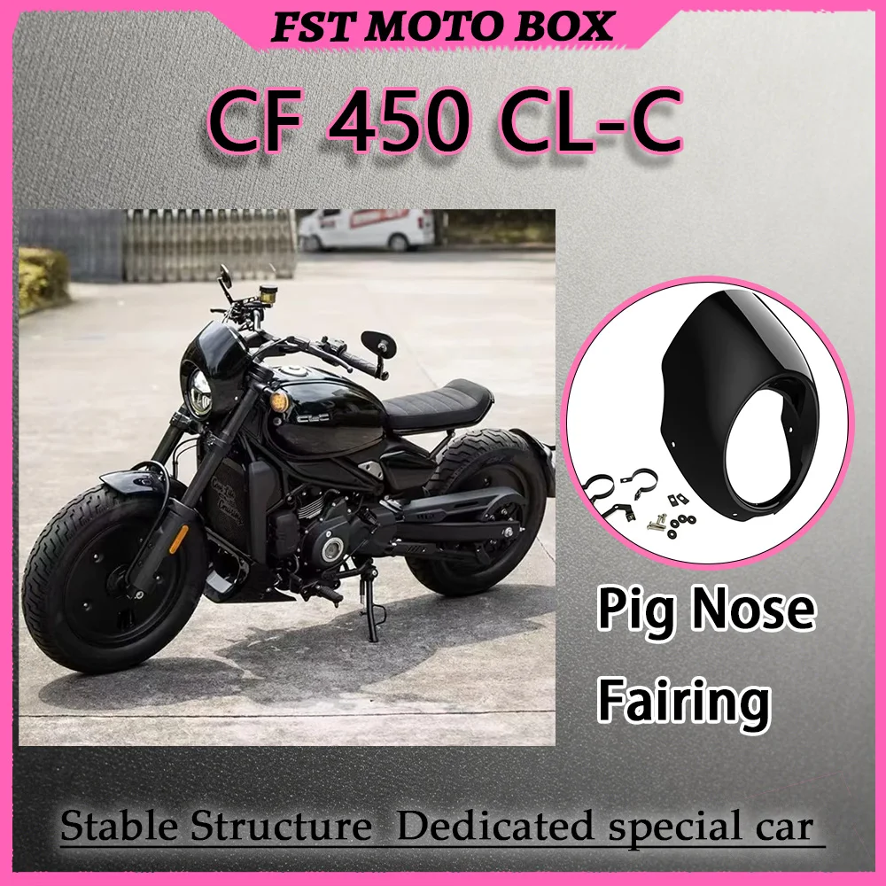 FOR450CLC Custom Retro Front Cowl Harley Themed Headlight Fairing Clear View Dashboard Guard Wind Deflecting Pig Nose Accessory