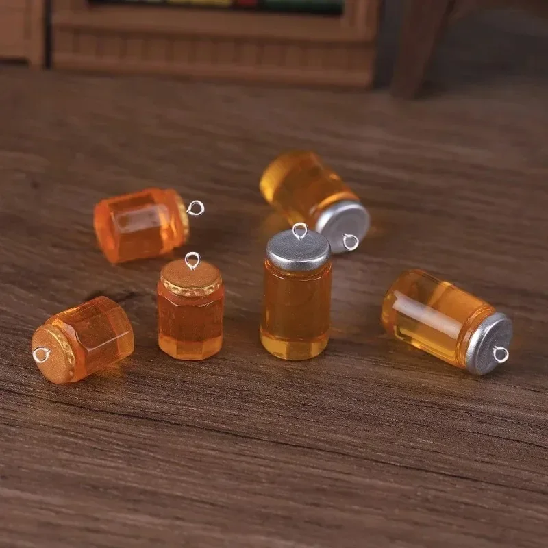 10Pcs Mini Resin Honey Jar Jam Charms Kawaii Pendants for Making Earrings Bag Ornaments & Jewelry